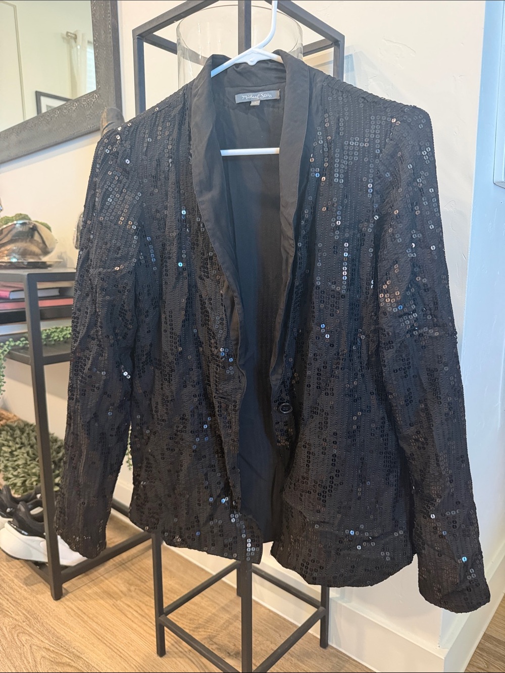 Michael Stars Black Sequin Open Blazer Jacket